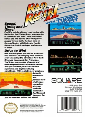 Rad Racer II (USA) box cover back